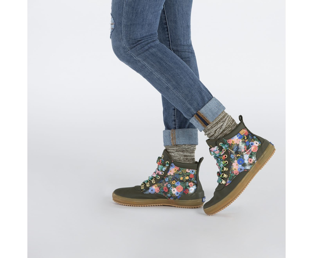 Womens Keds Boots - Rifle Paper Co. Scout Water-Resistant Garden Party - Green - 2975-YZKBA